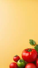 A close up of a bunch of tomatoes and green leaves