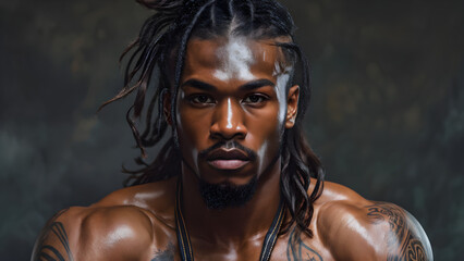 Authentic Curls: Muay Thai Athlete's Natural Hair, True Grit Black Fighter's Authentic Hairstyle, Genuine Essence African American Warrior's Natural Look, Pure Strength Natural Hair of a Black Athlete