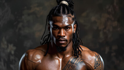 Authentic Curls: Muay Thai Athlete's Natural Hair, True Grit Black Fighter's Authentic Hairstyle, Genuine Essence African American Warrior's Natural Look, Pure Strength Natural Hair of a Black Athlete