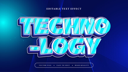 Blue and white technology 3d editable text effect - font style