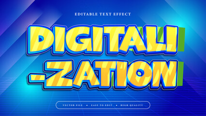 Blue and yellow digitalization 3d editable text effect - font style