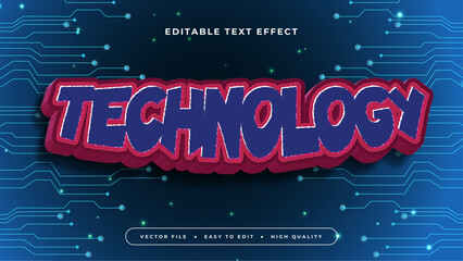 Blue white and red technology 3d editable text effect - font style