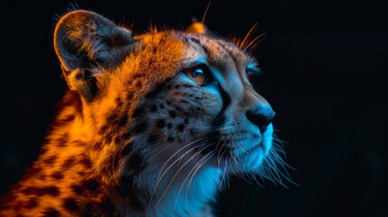 Obraz premium A cat with a glowing orange face is staring at the camera