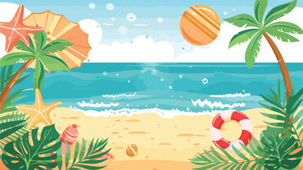 Fototapeta na wymiar Summer sale banner with beach and sea different beach