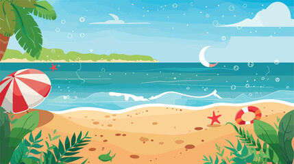 Fototapeta na wymiar Summer sale banner with beach and sea different beach