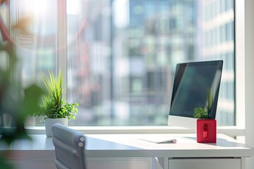 computer with desk lamp