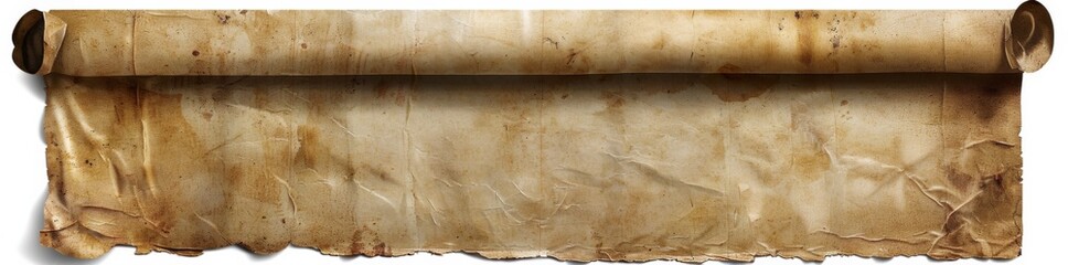 empty ancient scroll isolated on white background with clipping path
