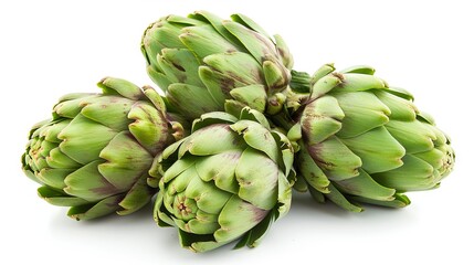 Obraz premium Fresh organic artichokes on white background
