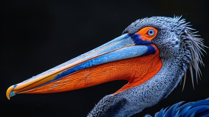 A blue and orange bird with a long beak - Powered by Adobe