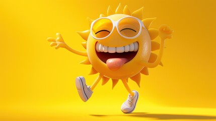 Onset of the arrival of abnormal strong heat, sun is overactive, cartoon style - capturing comedic charm of a funny sun character as it brings on an intense heatwave in a lively cartoon rendition.