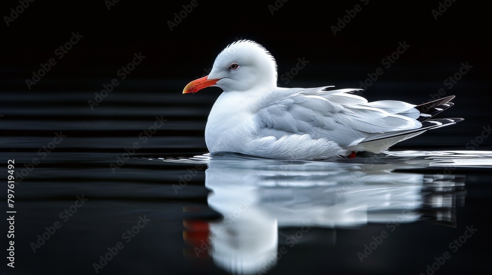 Poster A white bird is sitting on the water