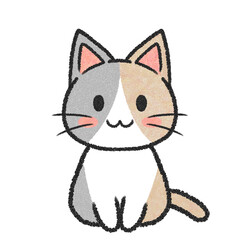 座っている三毛猫のイラスト