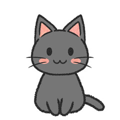 座っている黒猫のイラスト