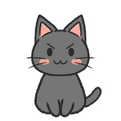 座っている黒猫のイラスト