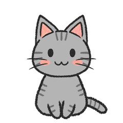 座っているサバトラ猫のイラスト