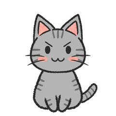 座っているサバトラ猫のイラスト