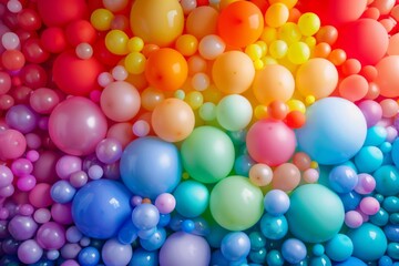 A colorful background of balloons in various sizes and colors
