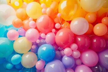A colorful background of balloons in various sizes and colors