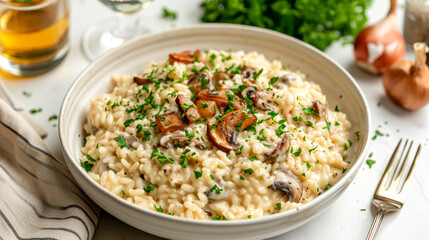 a bowl of risotto with cream