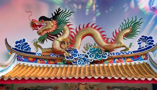 Chinese dragon statue on the roof