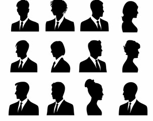 a set of silhouettes of men in suits and ties