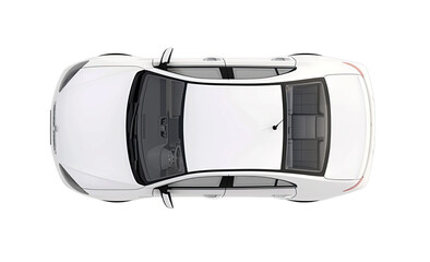 white car top view, isolated on transparent background PNG 
