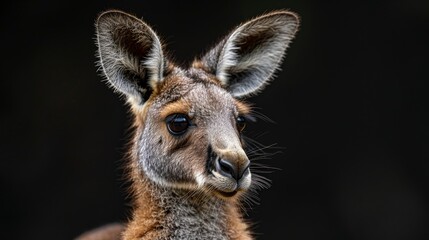 Fototapeta premium A kangaroo with its head held high and looking straight ahead