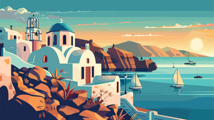 Church of Agios Nikolaos in Santorini island Greece. - obrazy, fototapety, plakaty