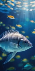 Pompano fish underwater background