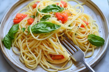 Perfectly Aligned Pasta: Spaghetti Anticipation on Ceramic Plate