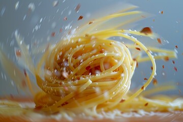 Twirling Tales: Capturing the Flavor, Tradition, and Art of Italian Cooking in a Dynamic Spaghetti Dinner Photograph