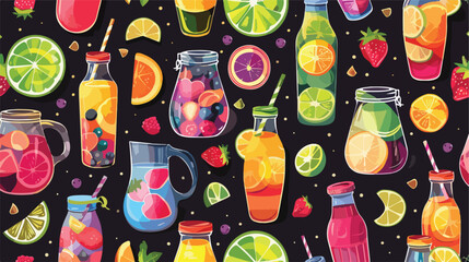 Colorful seamless pattern with refreshing soft drinks