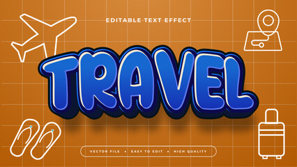 Blue white and orange travel 3d editable text effect - font style
