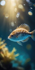 Brill fish underwater background