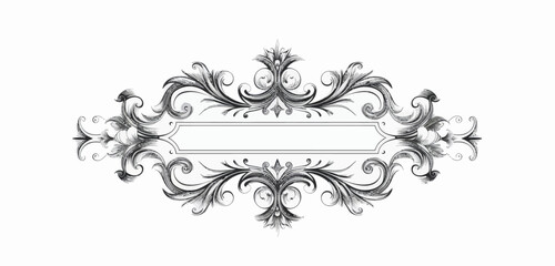 a black and white drawing of an ornate frame
