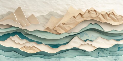 landscape paintings made from folded paper