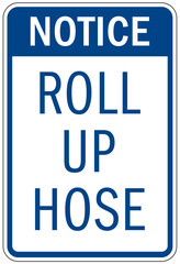 Fire hose sign roll up hose