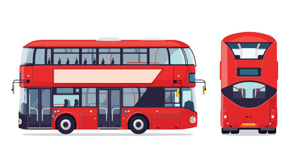 Double-decker bus isolated. Bus with side view background Vector