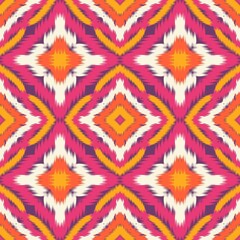 Seamless Ikat ethnic traditional Textile pattern geometric abstract folklore ornament Tribal ethnic...