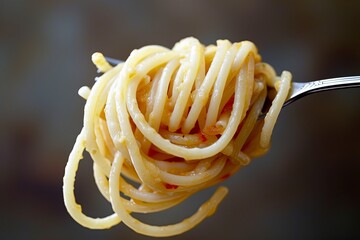 Spaghetti Swirl: A Dynamic Dinner Moment Captured in Mesmerizing Detail