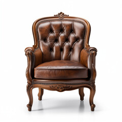 Elegant Chesterfield armchair with tufted backrest and wooden