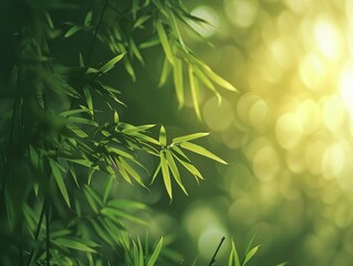 Close up of a bamboo plant with sunlight background