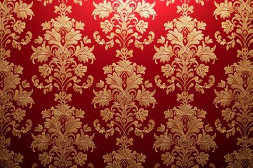 gold and red damask pattern with ornament