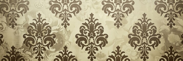 This image showcases a subtle, golden swirl damask pattern on a creamy backdrop, perfect for an elegant interior look.