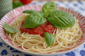 Vibrant Tales of Spaghetti, Sauce, and Basil: A Photographic Journey on a Plate