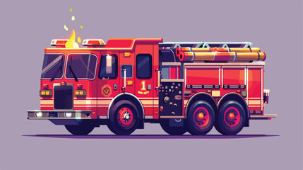 Fire engine isolated. Vector illustration. Vectot style