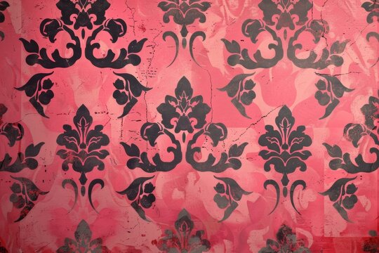 A captivating damask pattern in pink and teal hues, merging vintage charm with a modern color twist.