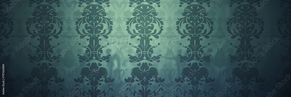 Sticker A sophisticated deep teal damask pattern perfect for creating a sense of depth and luxury in any space.