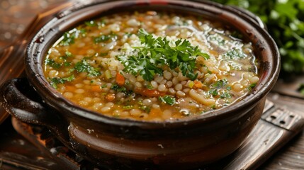 Lentil soup with arishtoi (vospapur with arishtoi). 