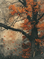 Majestic tree with orange leaves